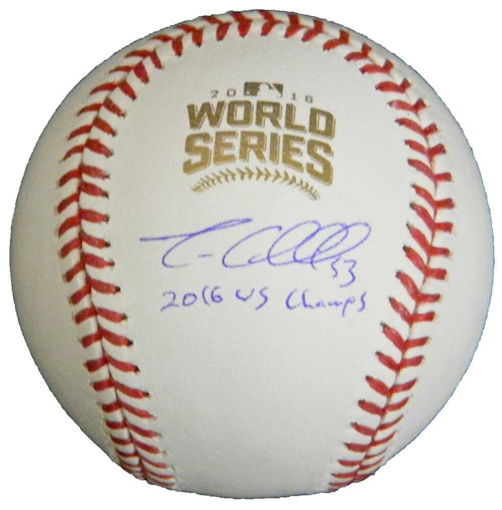 Trevor Cahill Signed Rawlings Official 2016 World Series Baseball w/2016 WS Champs - Schwartz Authenticated