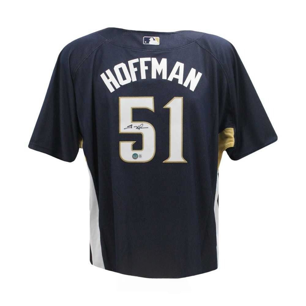 Trevor Hoffman Autographed San Diego Mitchell & Ness Navy Baseball Jersey (XL) - BAS