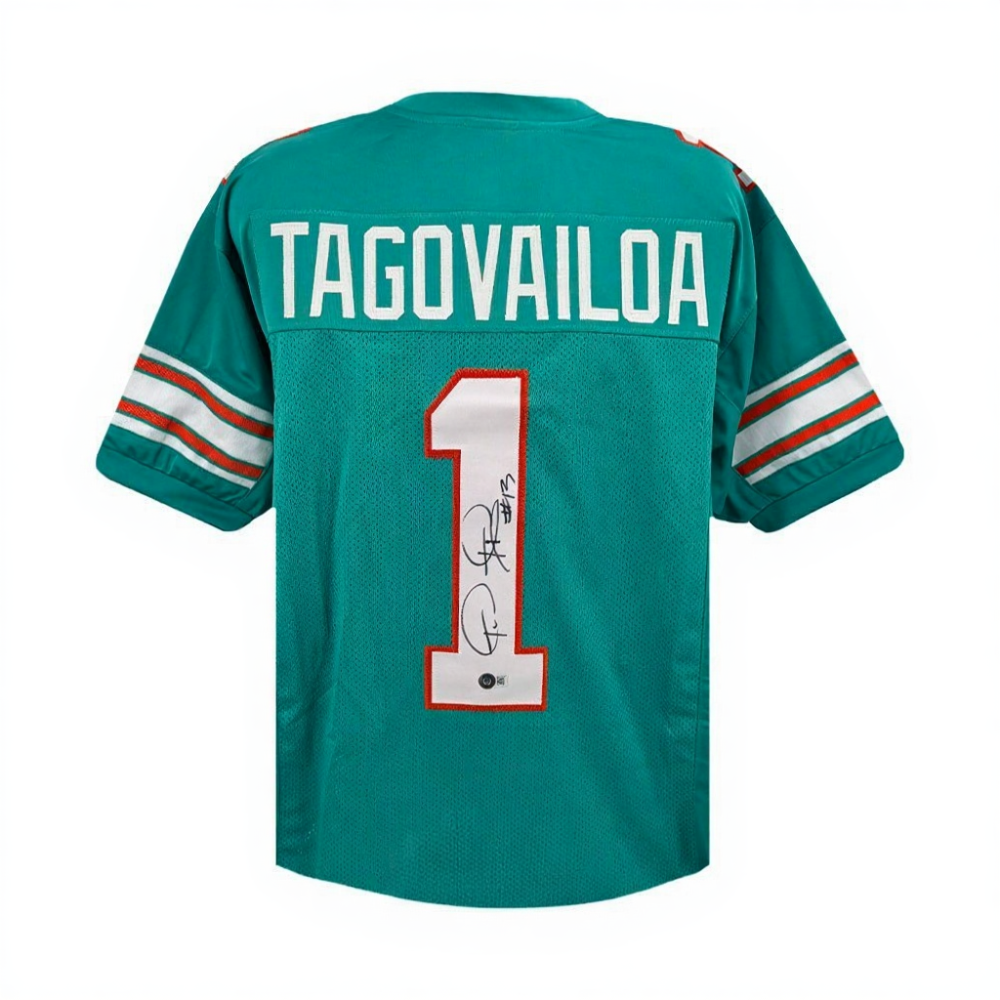 Tua Tagovailoa Autographed Miami Dolphins Teal Jersey – BAS COA