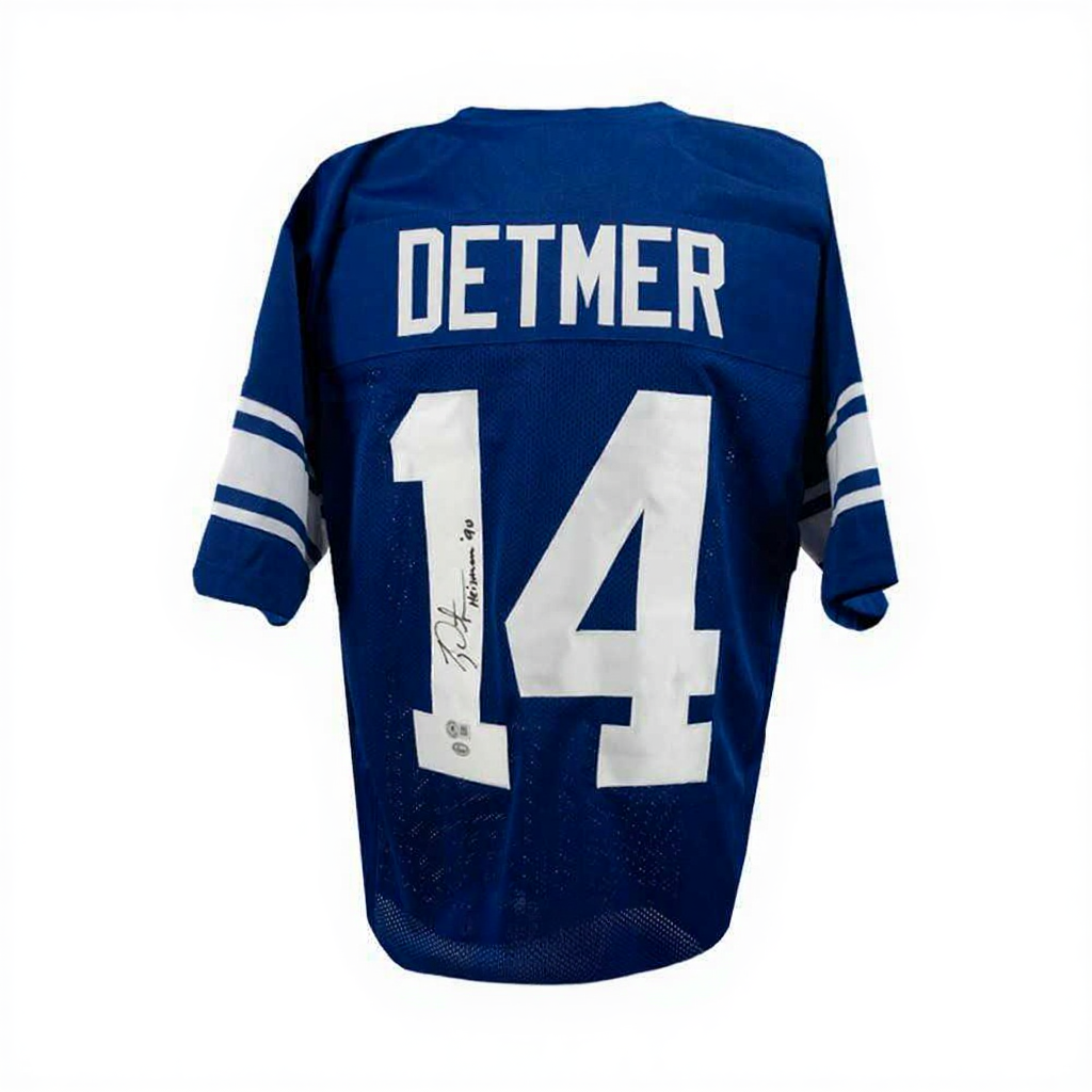 Ty Detmer Autographed BYU Cougars Blue Custom Football Jersey “Heisman 1990” – Beckett BAS