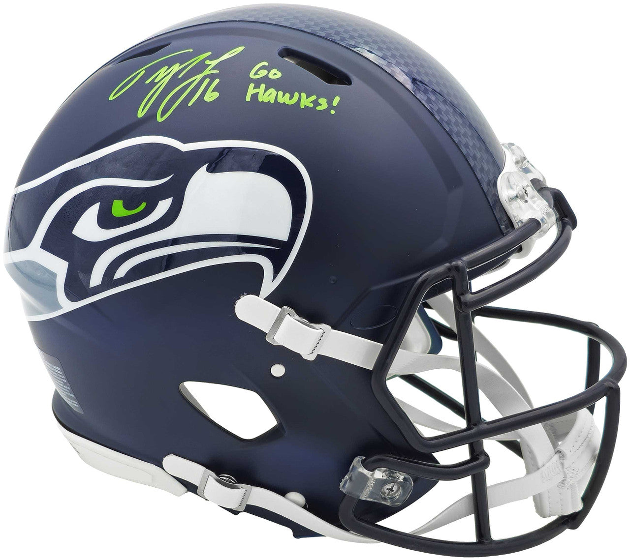 Tyler Lockett Signed Seattle Seahawks Blue Full Size Authentic Helmet “Go Hawks” – MCS Holo