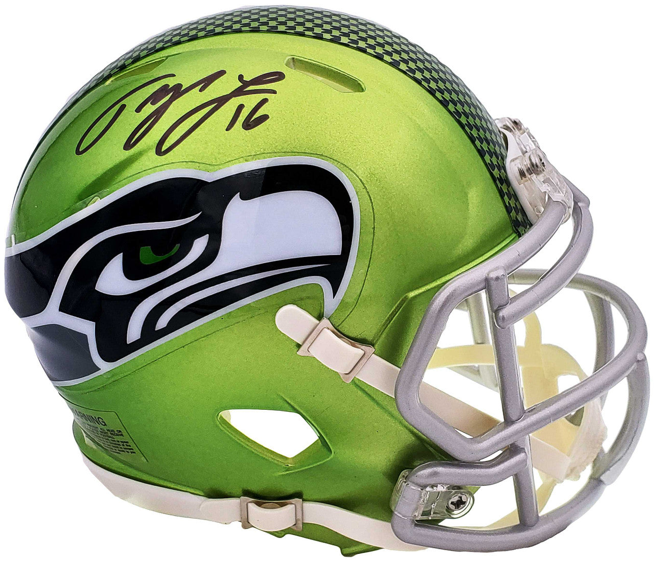 Tyler Lockett Autographed Seattle Seahawks Flash Green Speed Mini Helmet MCS Holo