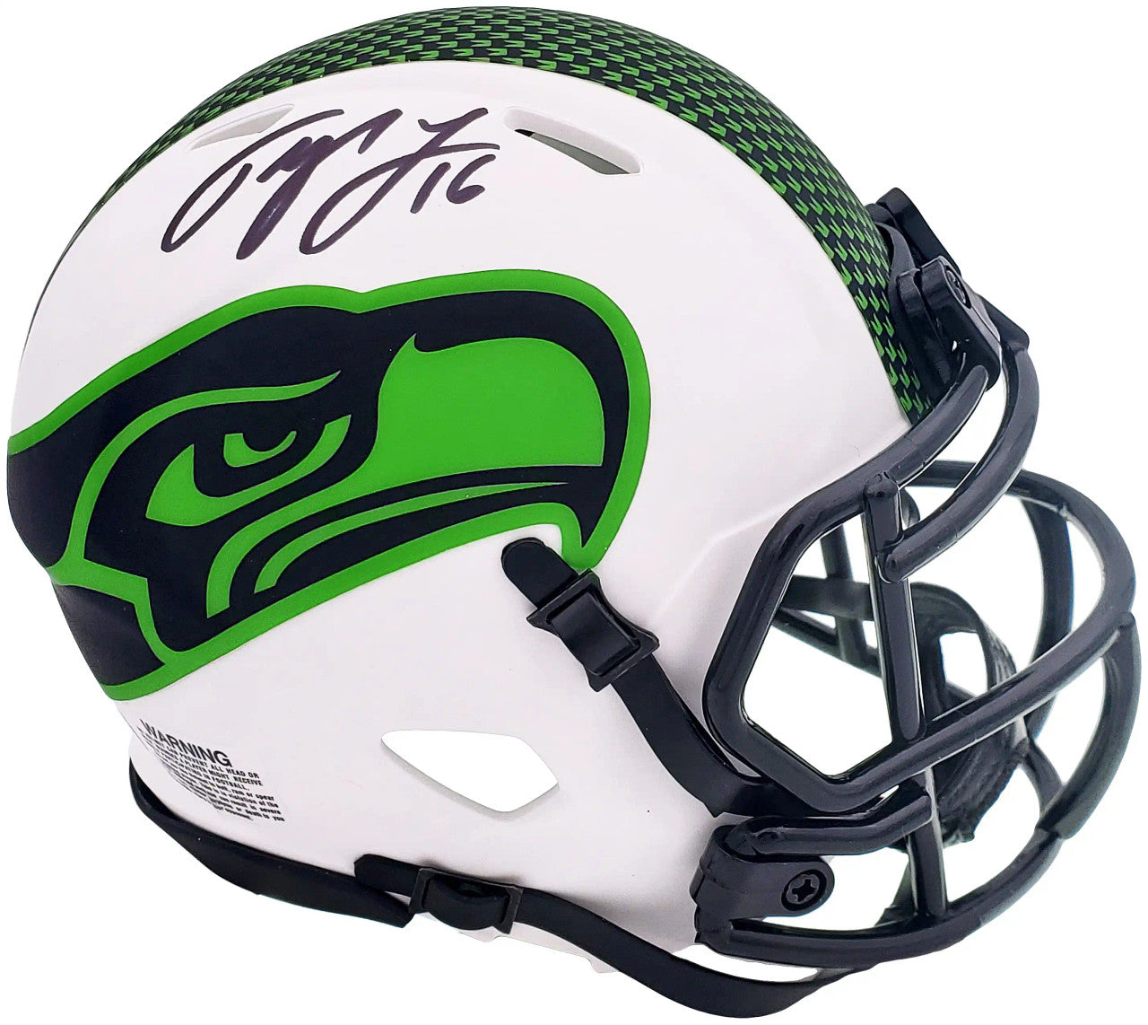 Tyler Lockett Autographed Seattle Seahawks Lunar Eclipse White Speed Mini Helmet MCS Holo