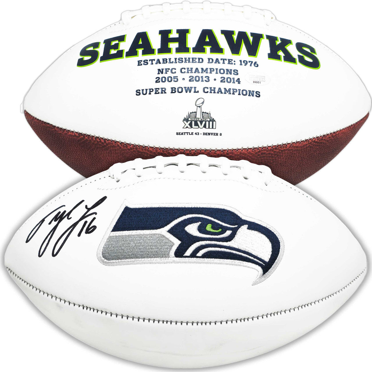Tyler Lockett Autographed Seattle Seahawks White Logo Football – Mill Creek Sports Hologram & COA