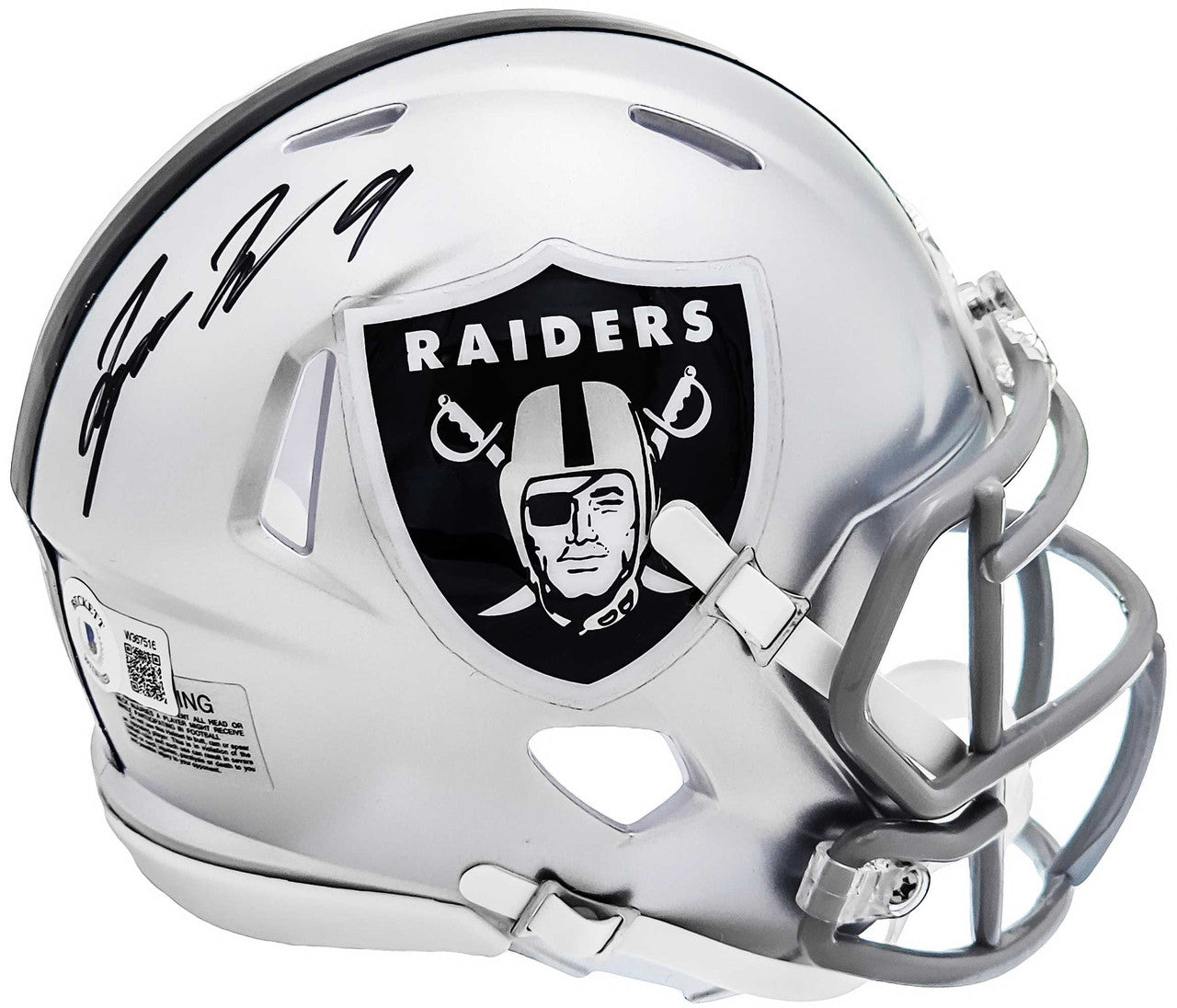 Tyree Wilson Autographed Las Vegas Raiders Silver Speed Mini Helmet Beckett BAS Witness