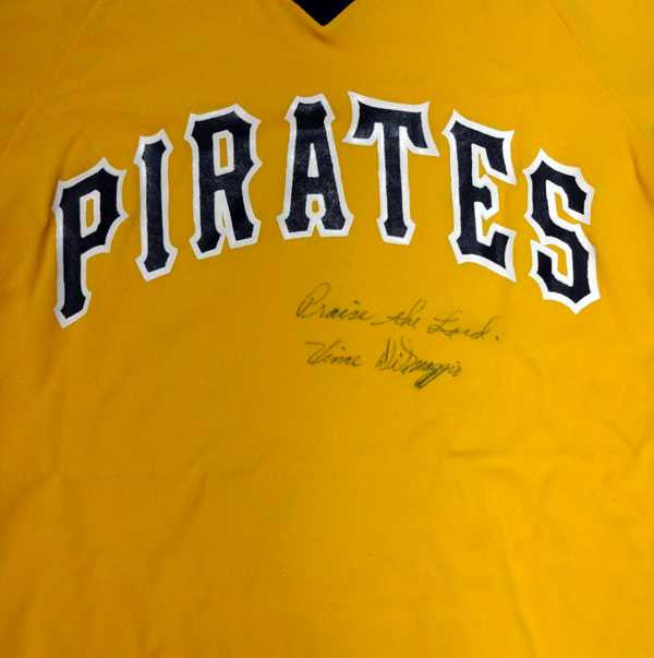 Vince DiMaggio Autographed Pittsburgh Pirates Jersey "Praise The Lord" PSA/DNA #W07962