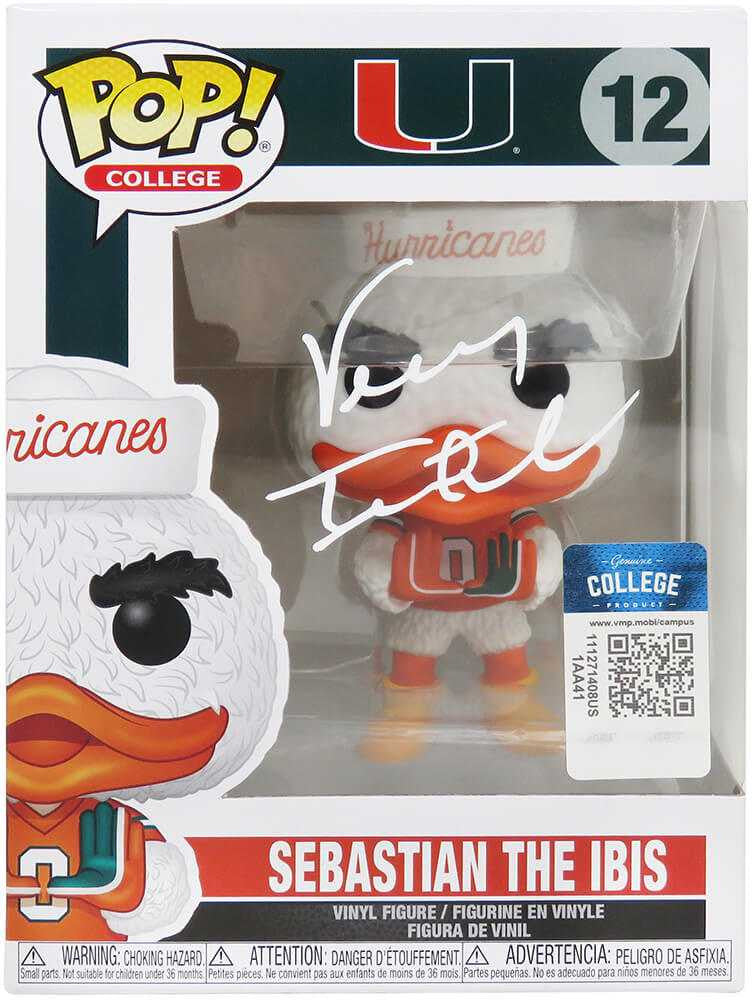 Vinny Testaverde Signed Miami Hurricanes NCAA Mascot Funko Pop Doll #12 - Schwartz Authenticated