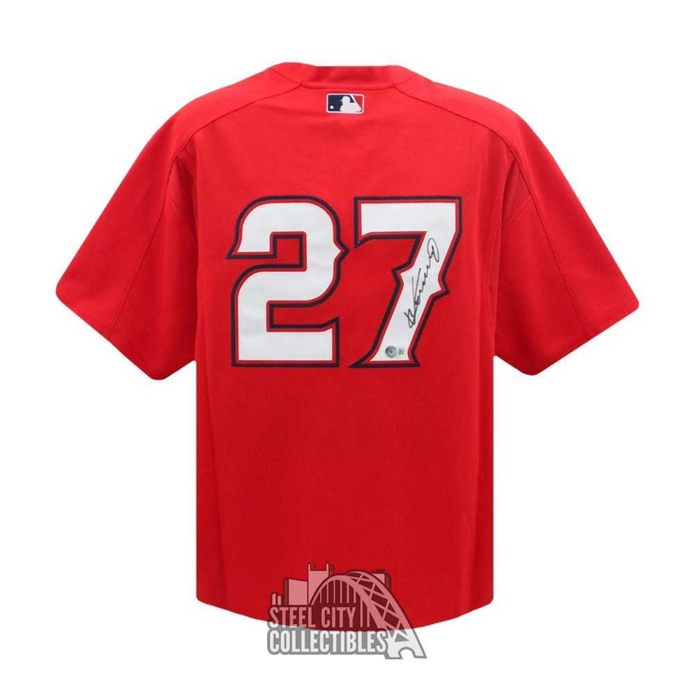 Vladimir Guerrero Autographed Los Angeles Mitchell & Ness Red Baseball Jersey - BAS (Large)