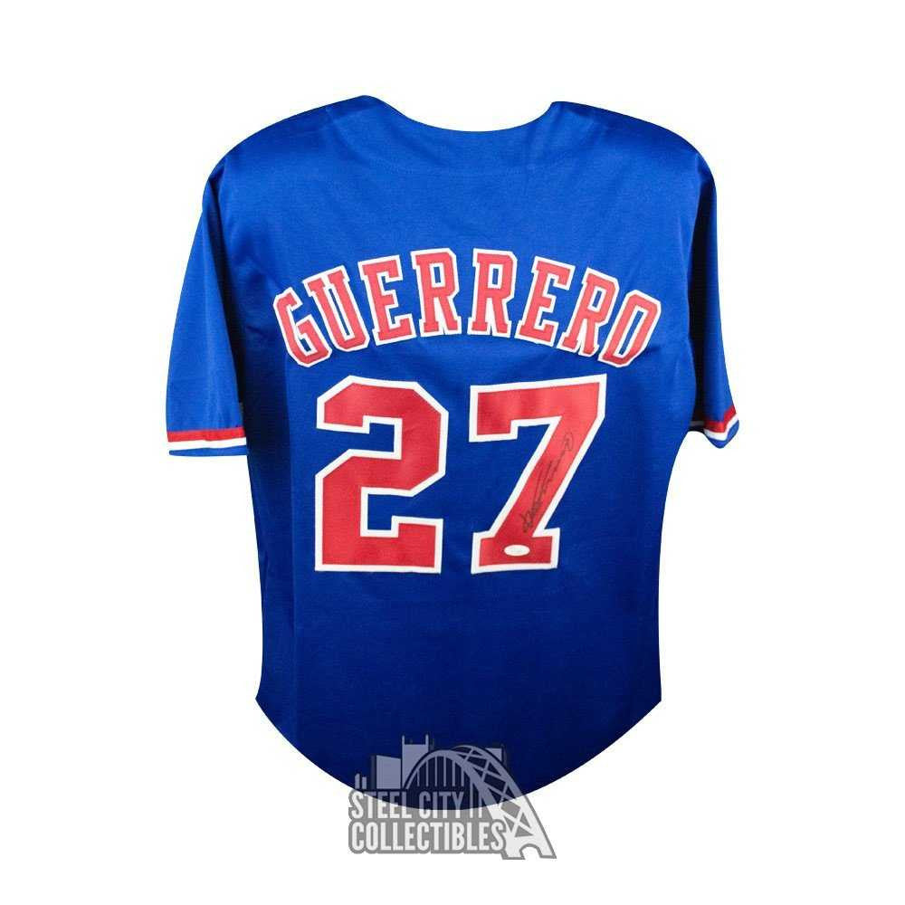 Vladimir Guerrero Autographed Montreal Expos Custom Blue Baseball Jersey - JSA COA