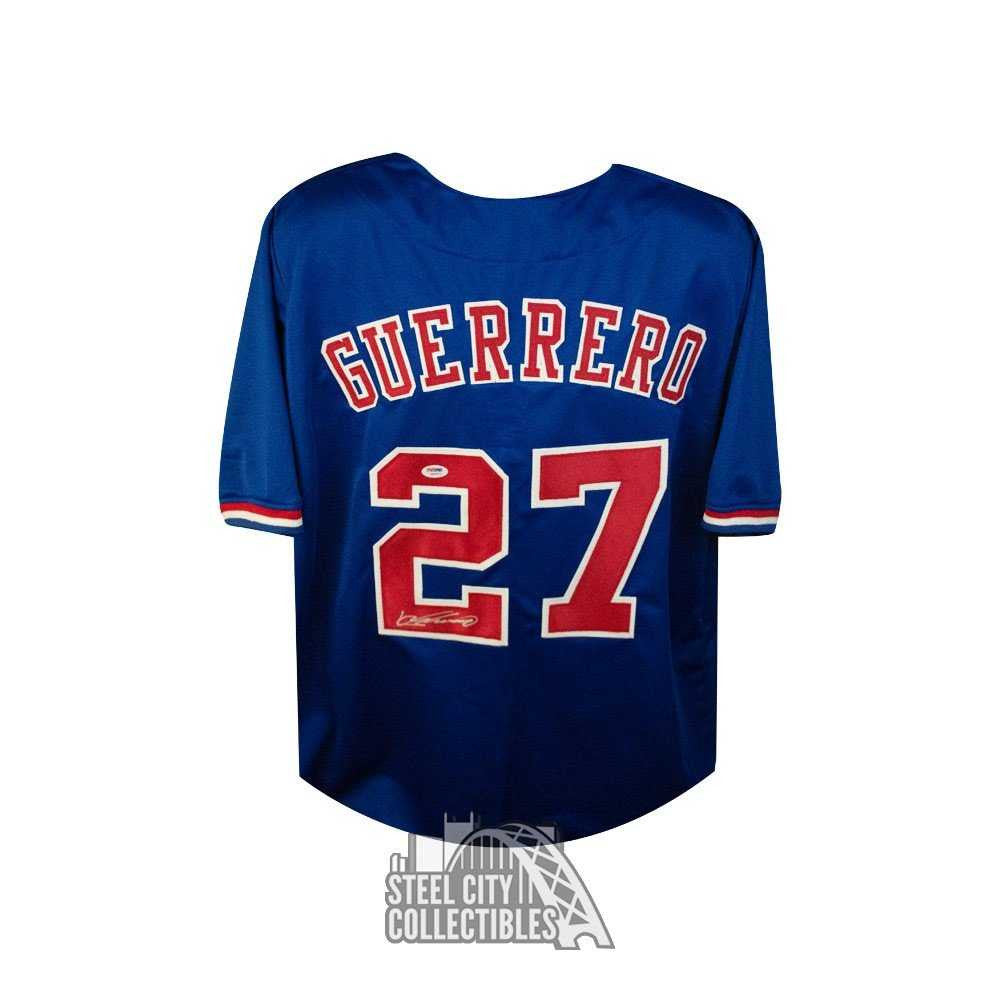 Vladimir Guerrero Autographed Montreal Expos Custom Blue Baseball Jersey - PSA/DNA COA