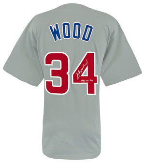 Chicago Cubs Kerry Wood Signed Grey Custom Baseball Jersey w/1998 NL ROY