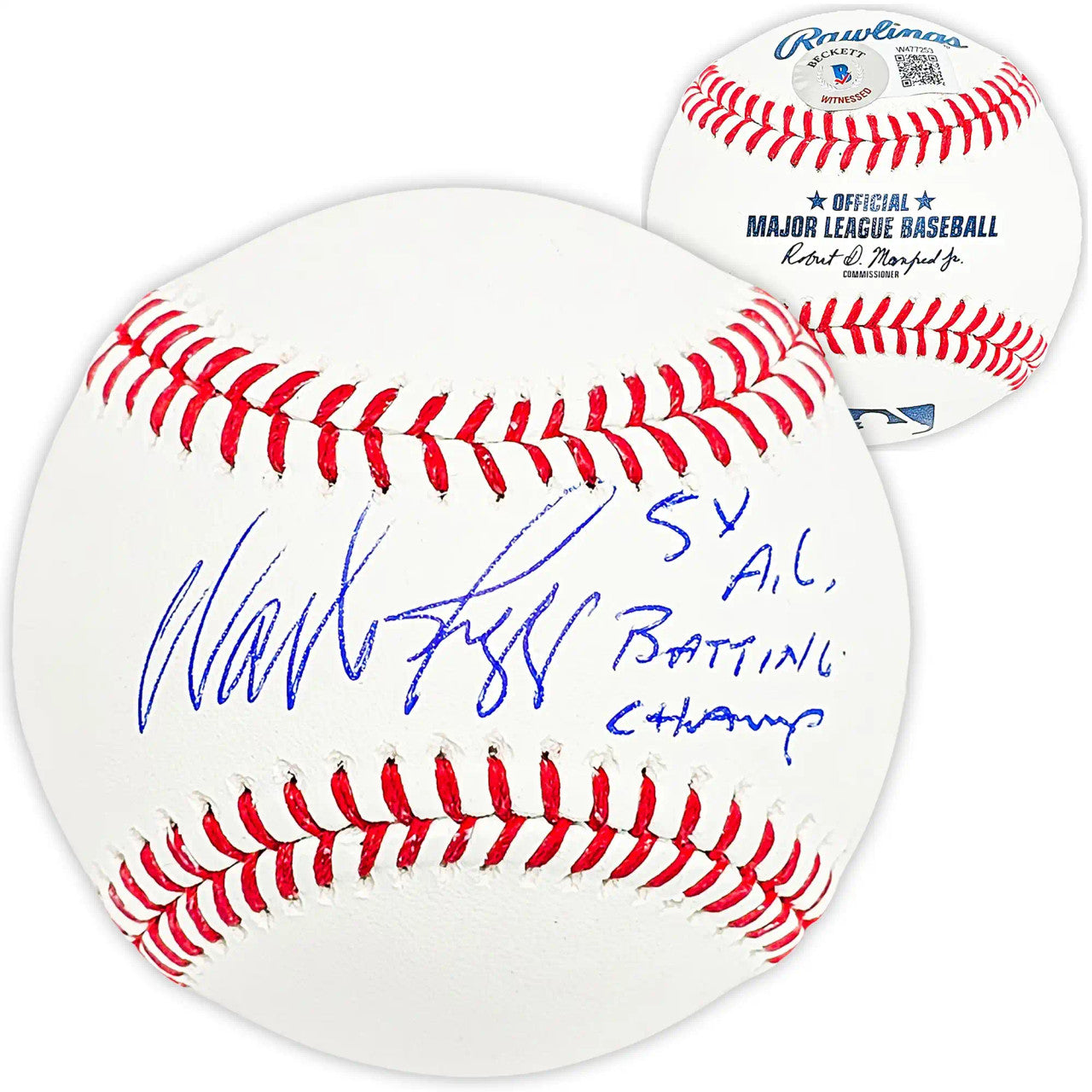 Wade Boggs Autographed Official MLB Baseball Boston Red Sox "5x AL Batting Champ" Beckett BAS Witness