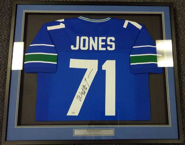 Walter Jones Signed Seahawks Blue Framed Jersey – MCS COA
