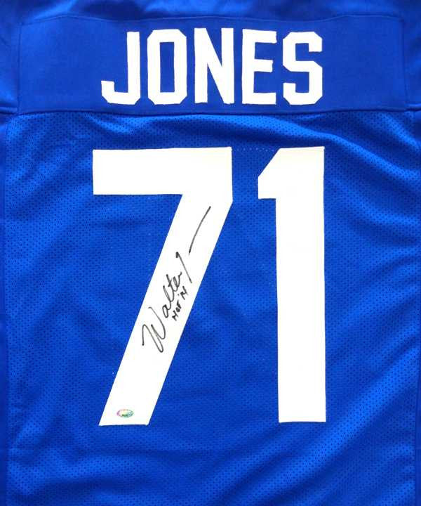 Walter Jones Signed Seahawks Blue Jersey “HOF ’14” – MCS COA