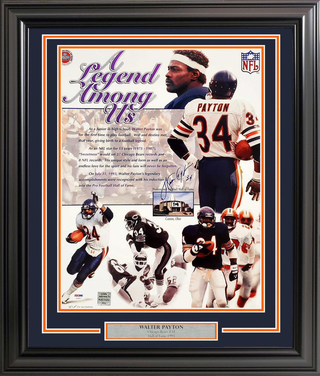 Walter Payton Signed “Legends Among Us” Framed 16x20 Photo – PSA/DNA