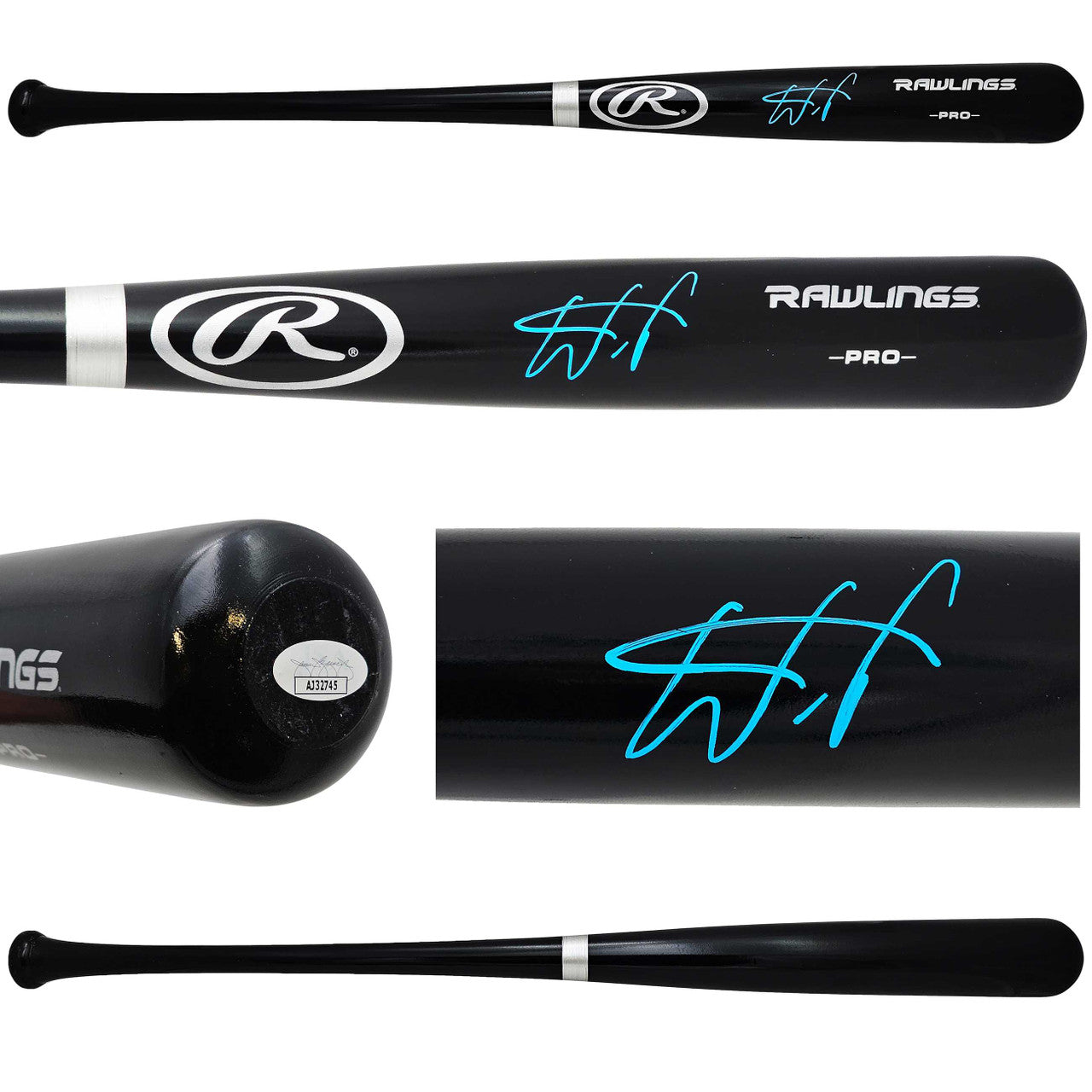 Wander Franco Autographed Black Rawlings Pro Bat Tampa Bay Rays JSA Stock #215881