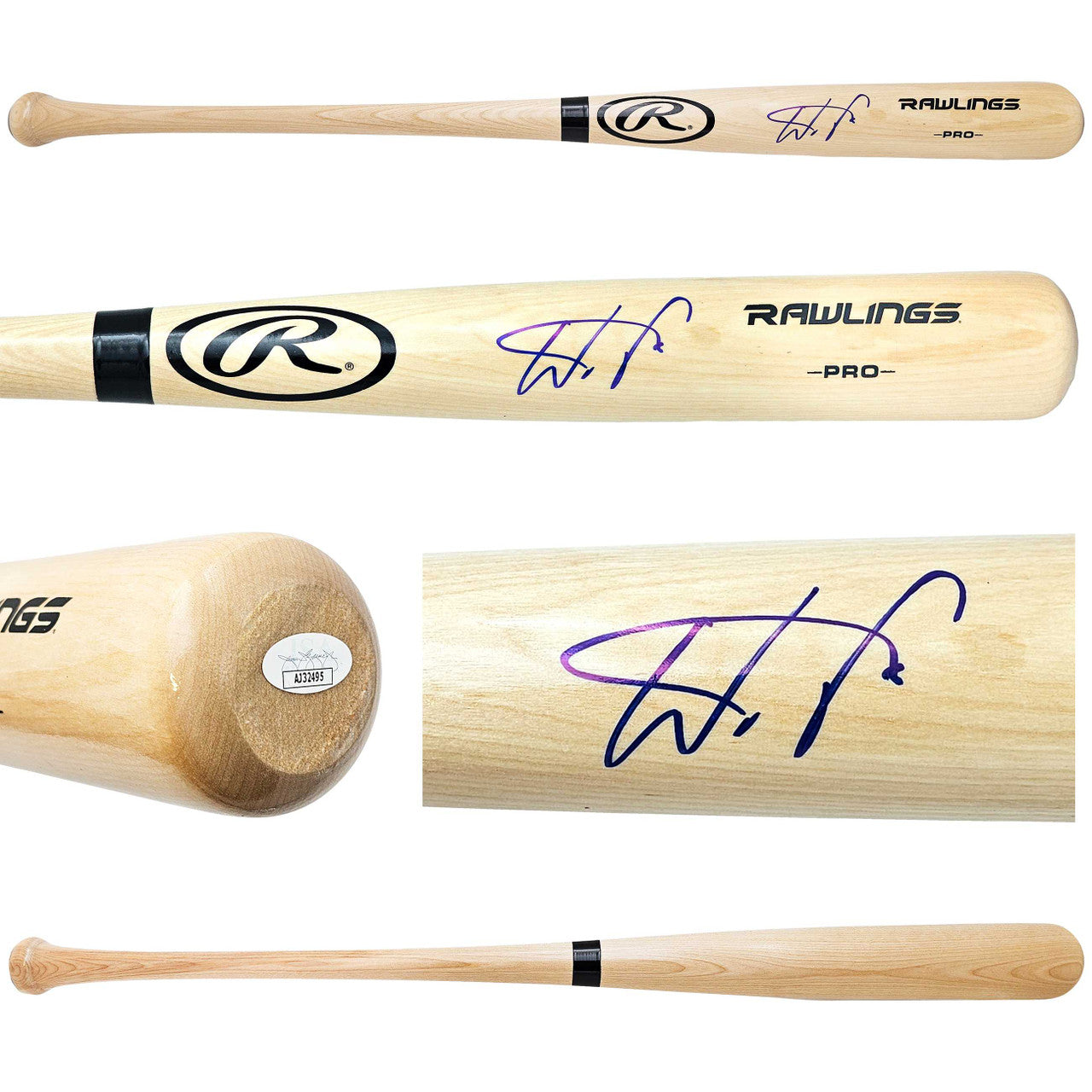 Wander Franco Autographed Blonde Rawlings Pro Bat Tampa Bay Rays JSA Stock #215880