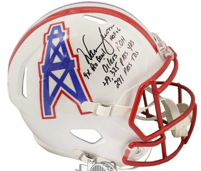 Warren Moon 5-Insc Autographed Oilers White Helmet – BAS