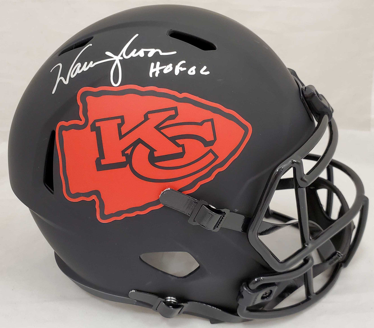 Warren Moon Autographed Kansas City Chiefs Eclipse Black Full Size Speed Replica Helmet "HOF 06" MCS Holo Stock #187026