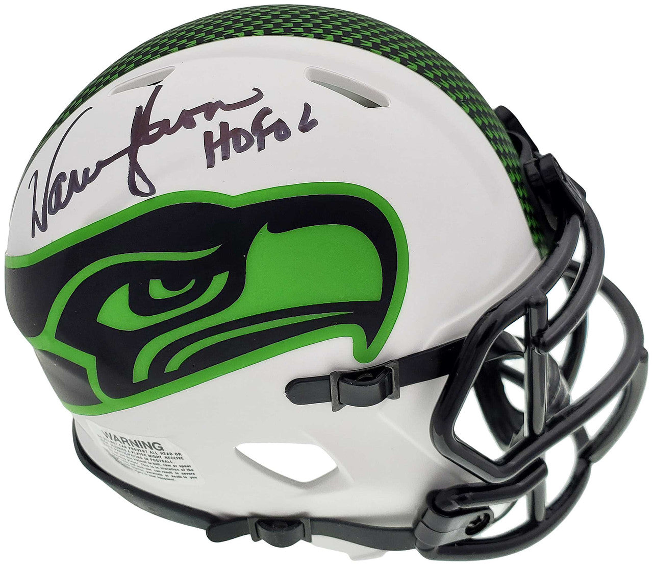 Warren Moon Autographed Seattle Seahawks Lunar Eclipse White Speed Mini Helmet "HOF 06" MCS Holo Stock #196471