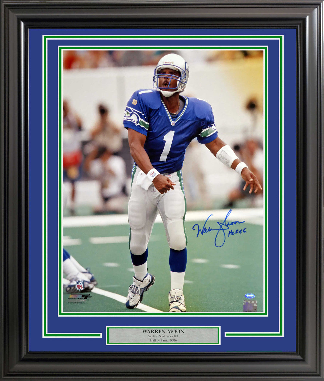 Warren Moon Framed 16x20 Autographed Photo Seattle Seahawks MCS Hologram COA