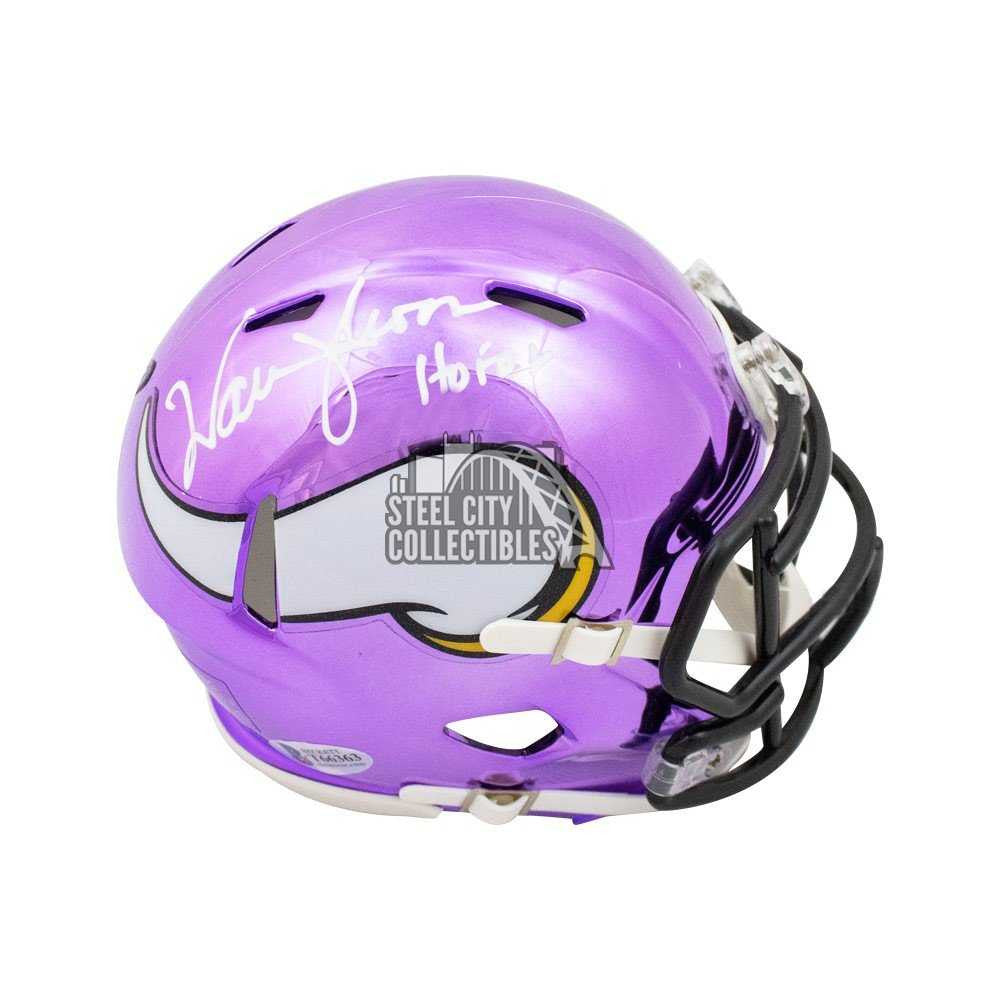 Warren Moon HOF 06 Autographed Minnesota Vikings Chrome Mini Football Helmet - BAS COA