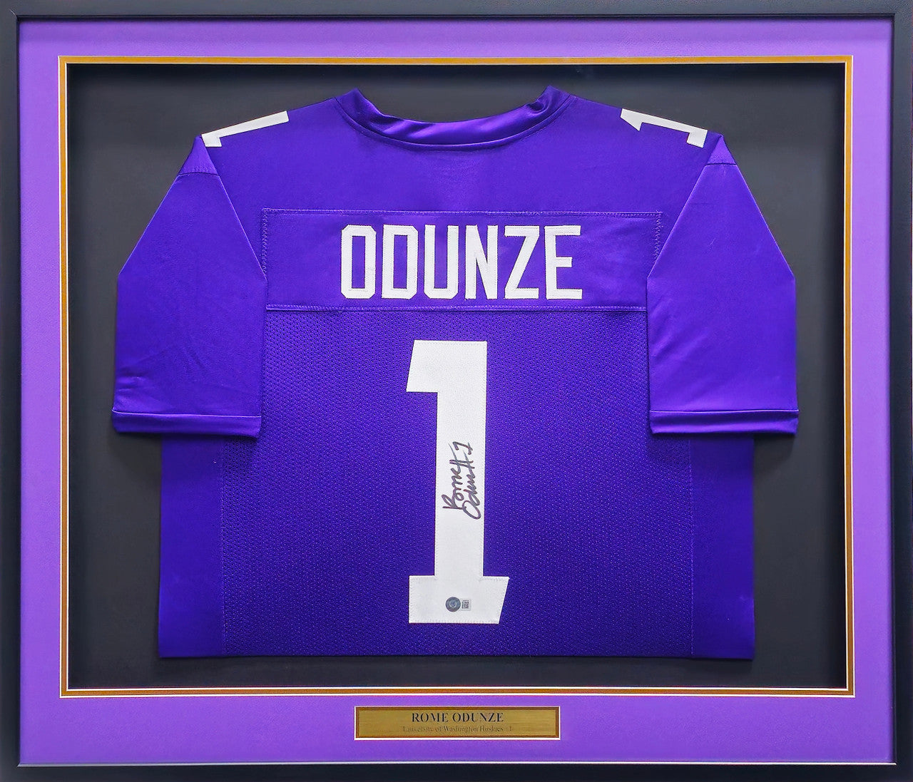 Rome Odunze Signed Framed Washington Huskies Purple Jersey – BAS Witness