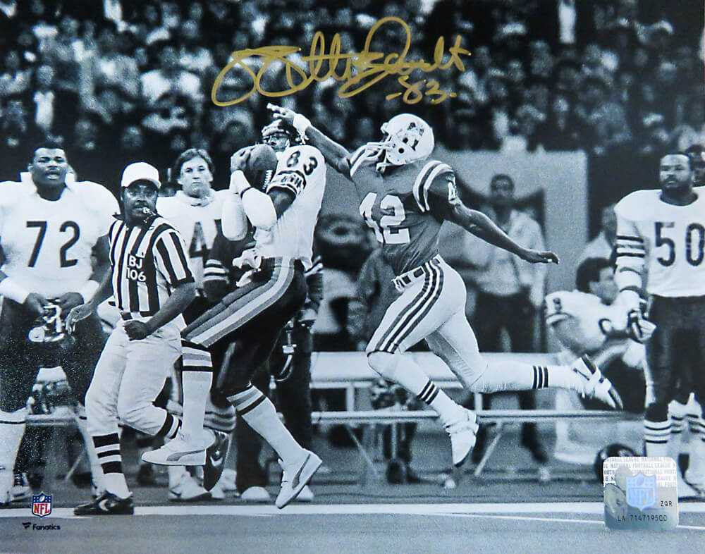 Willie Gault Signed Chicago Bears Super Bowl XX Catch B&W 8x10 Photo - Schwartz Authenticated