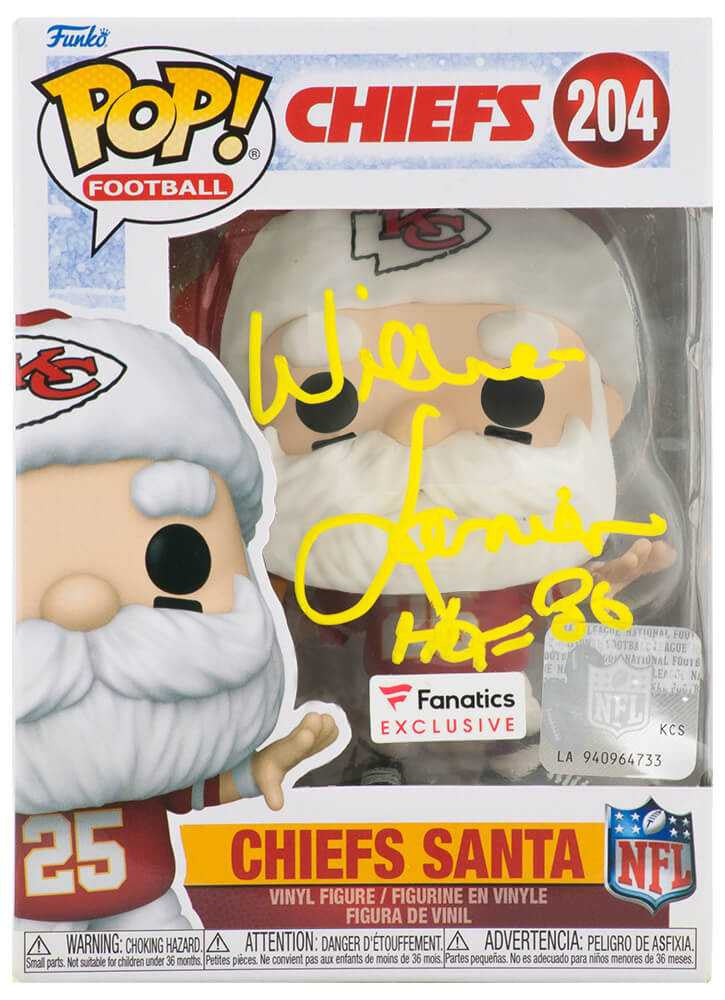 Willie Lanier Signed Kansas City Chiefs 'SANTA' Funko Pop Figurine #204 w/HOF'86 - Schwartz Authenticated