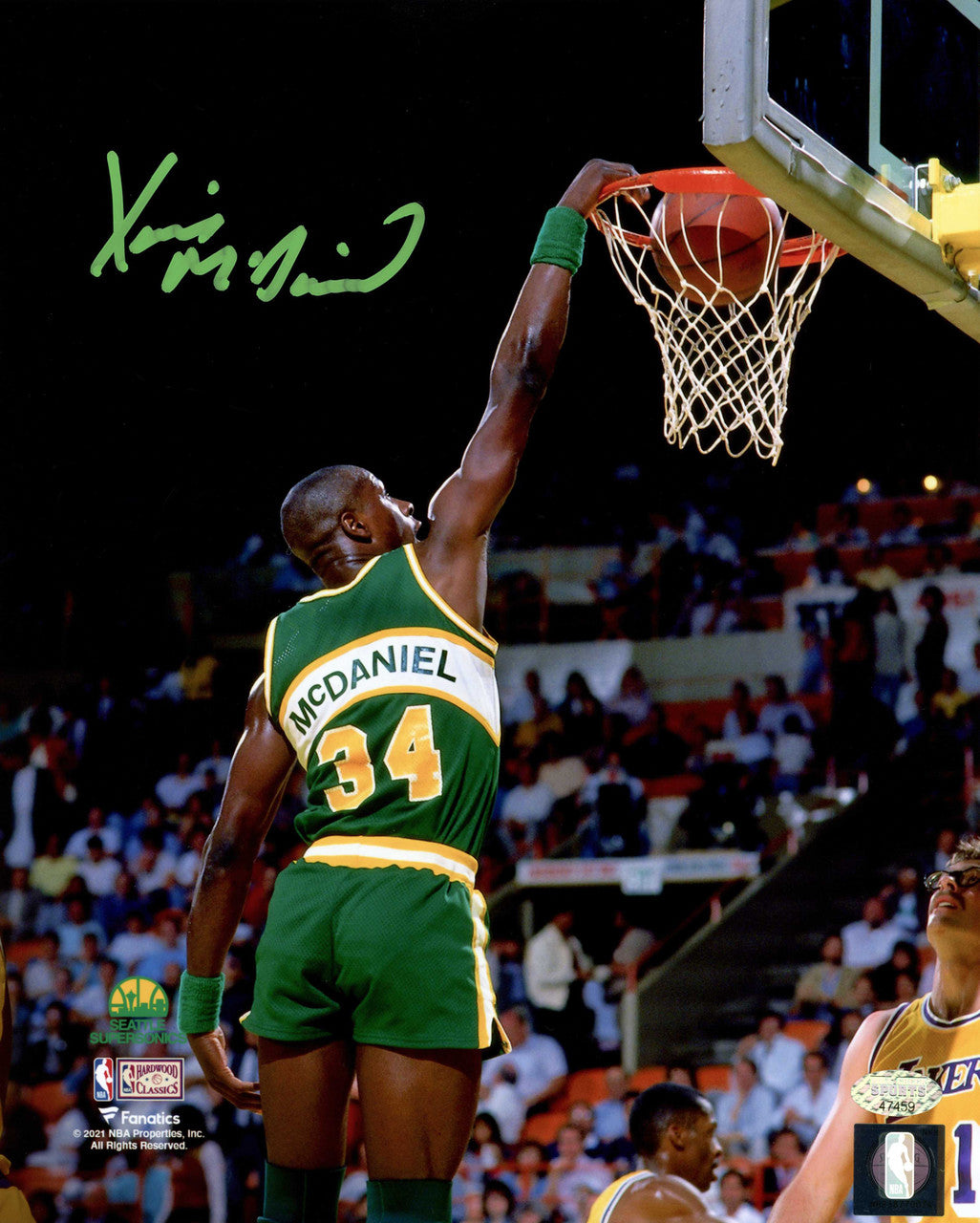 Xavier McDaniel Autographed 8x10 Photo Seattle Supersonics Slam Dunk MCS Holo Stock #202453