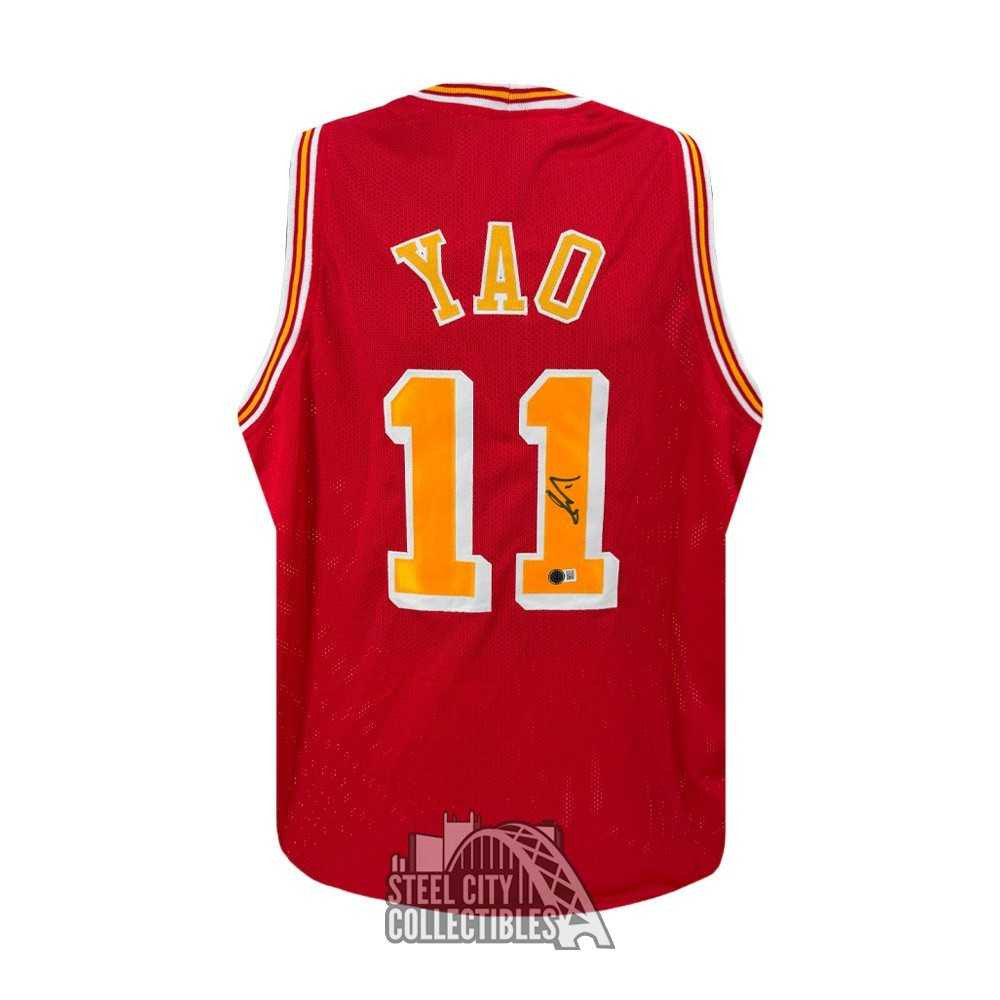 Yao Ming Autographed Houston Rockets Red Basketball Jersey - BAS!