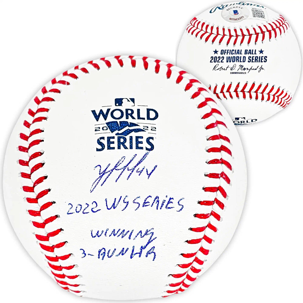 Yordan Alvarez Autographed Official 2022 World Series MLB Baseball Houston Astros "2022 WS Winning 3-Run HR" Beckett BAS Witness
