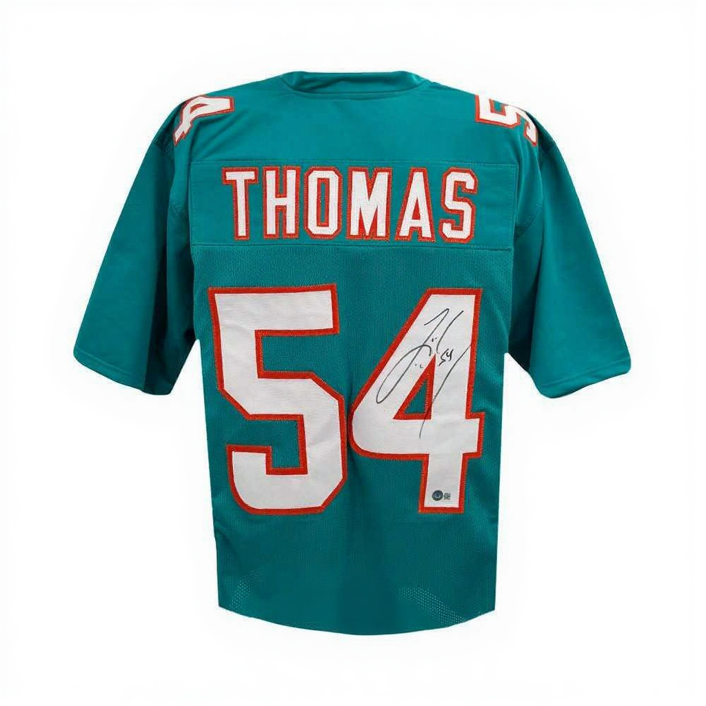 Zach Thomas Signed Teal Miami Dolphins Jersey – BAS