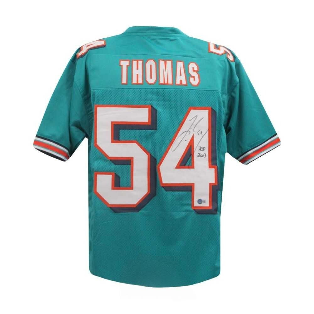 Zach Thomas “HOF 2023” Teal Dolphins Jersey – BAS!