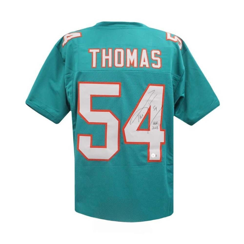 Zach Thomas “HOF 2023” Signed Teal Dolphins Jersey – BAS
