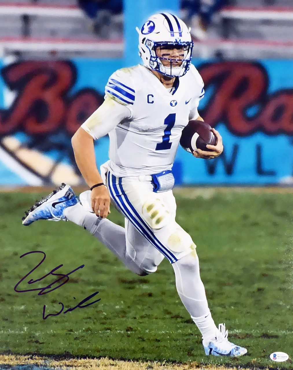 Zach Wilson Autographed 16x20 Photo BYU Cougars Beckett BAS Stock #191141