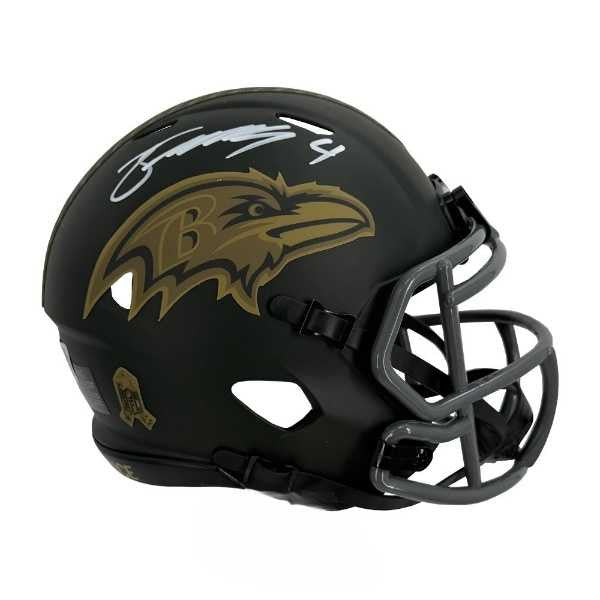 Zay Flowers Autographed Baltimore Ravens 2025 Salute To Service Mini Football Helmet - BAS
