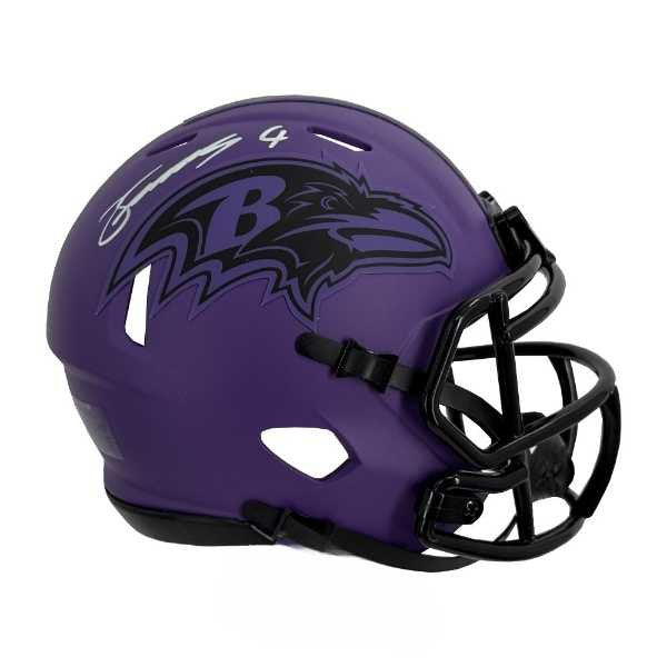 Zay Flowers Autographed Baltimore Ravens RAVE Mini Football Helmet - BAS