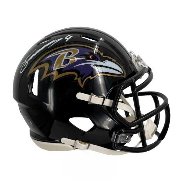 Zay Flowers Autographed Baltimore Ravens Speed Mini Football Helmet - BAS
