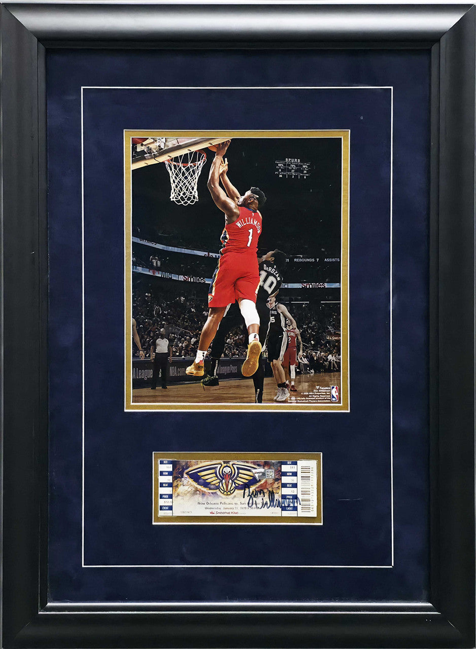 Zion Williamson Autographed Framed 2x5.5 Ticket Collage New Orleans Pelicans Fanatics Holo #A801706