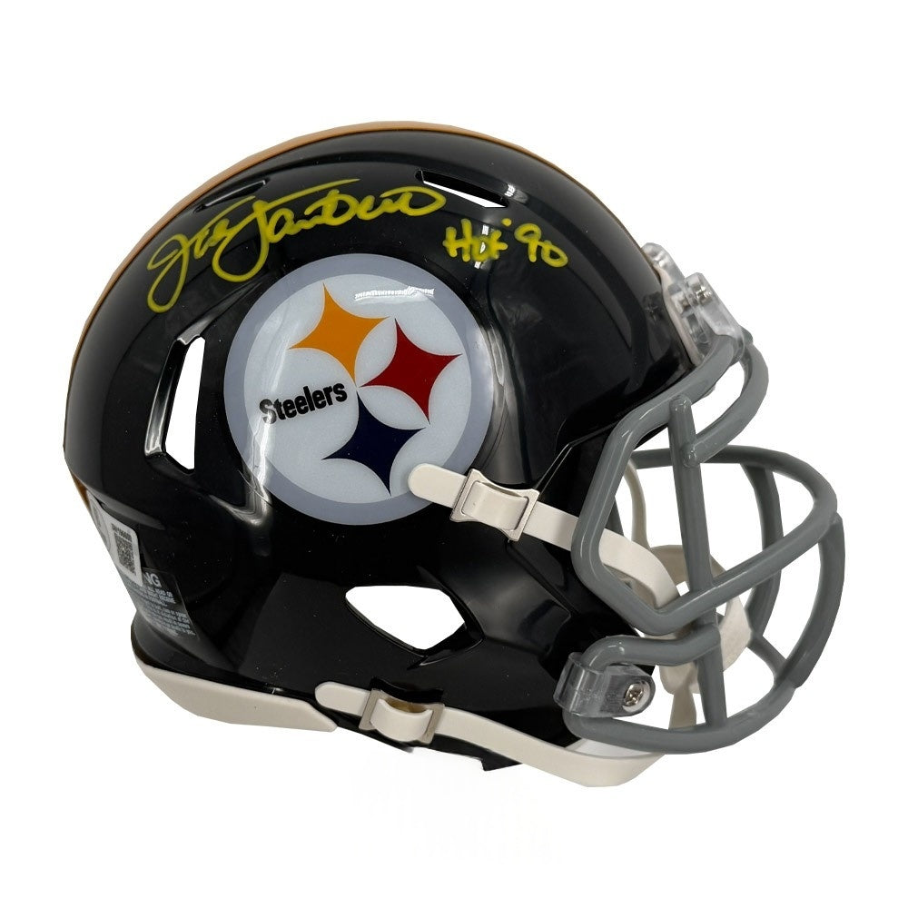 Jack Lambert Signed Steelers 63-76 Throwback Mini Helmet w/ "HOF 90" - BAS