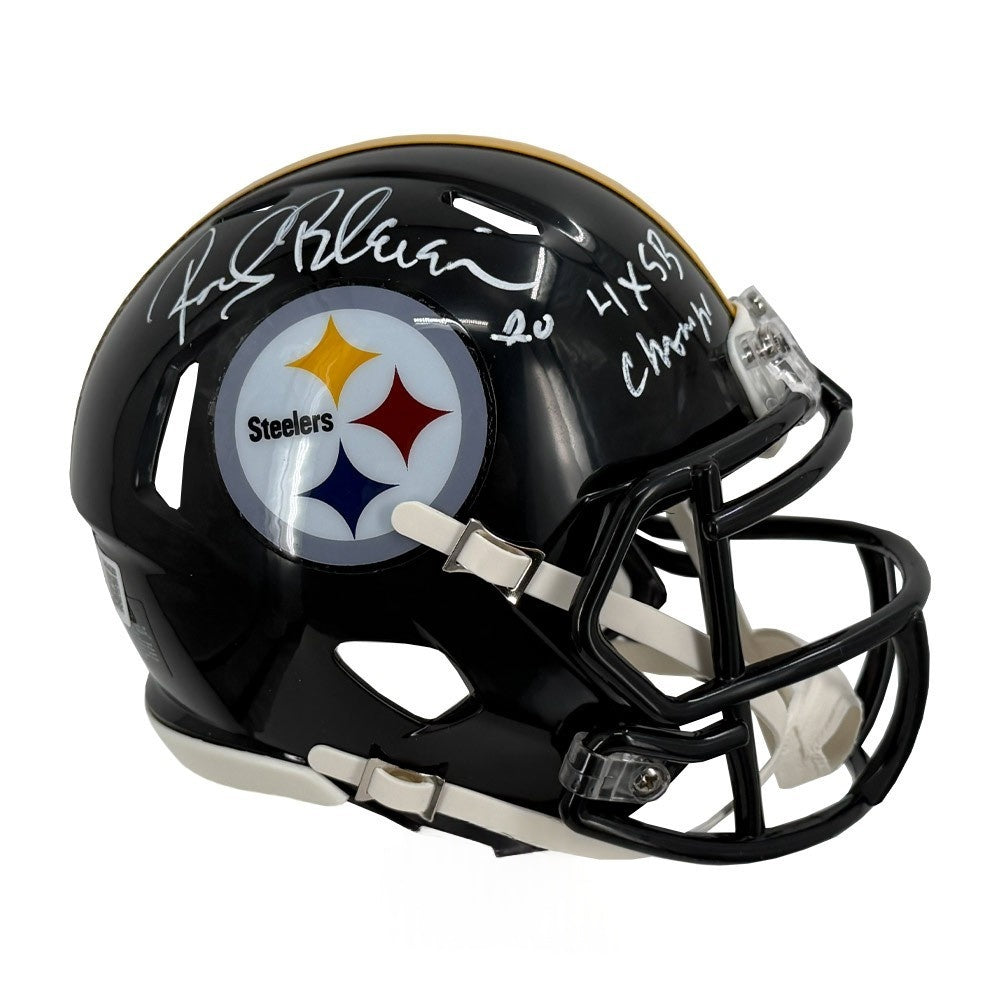 Rocky Bleier "4x SB Champs" Signed Steelers Mini Helmet BAS Authenticated