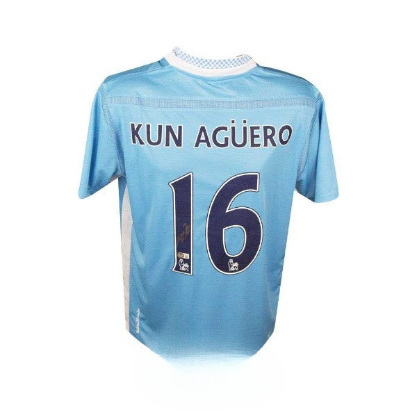 Sergio Agüero Autographed Manchester City Soccer Jersey Gold Ink BAS