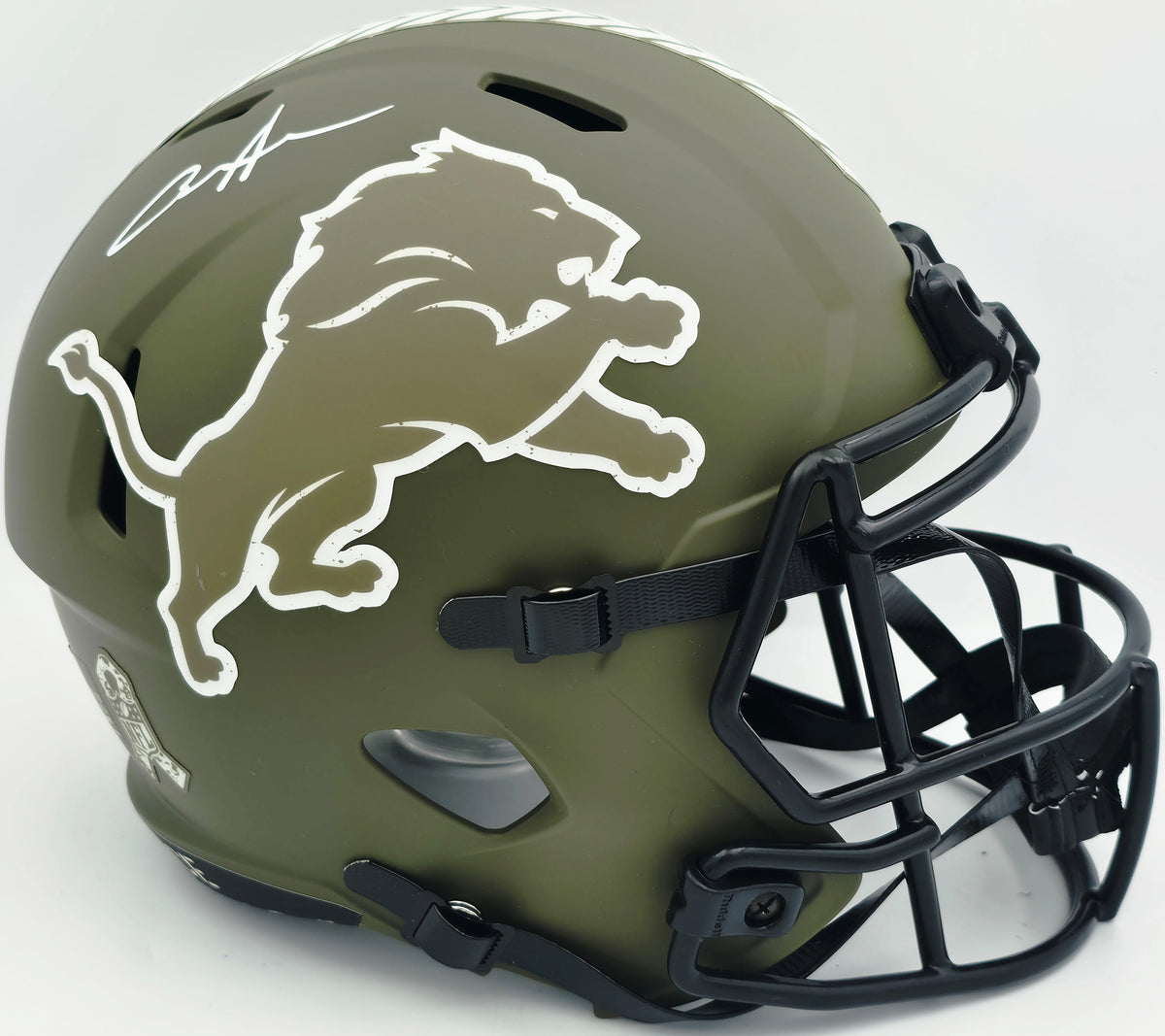 Aidan Hutchinson Autographed Detroit Lions Salute to Service Full Size Helmet | BAS #W577100