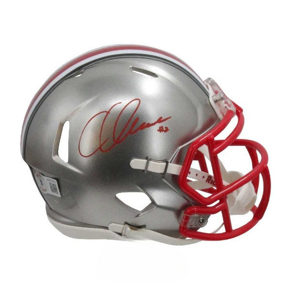 Chris Olave Autographed Ohio State Buckeyes Flash Mini Football Helmet (Red Ink) – Beckett BAS