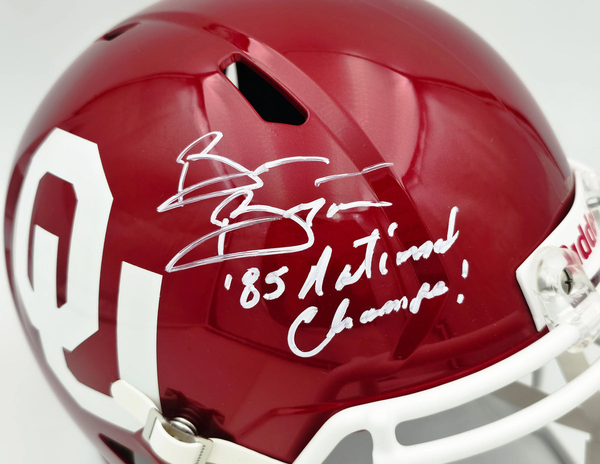Brian Bosworth Autographed Oklahoma Crimson Full Size Helmet "85 National Champs!" | BAS Witness