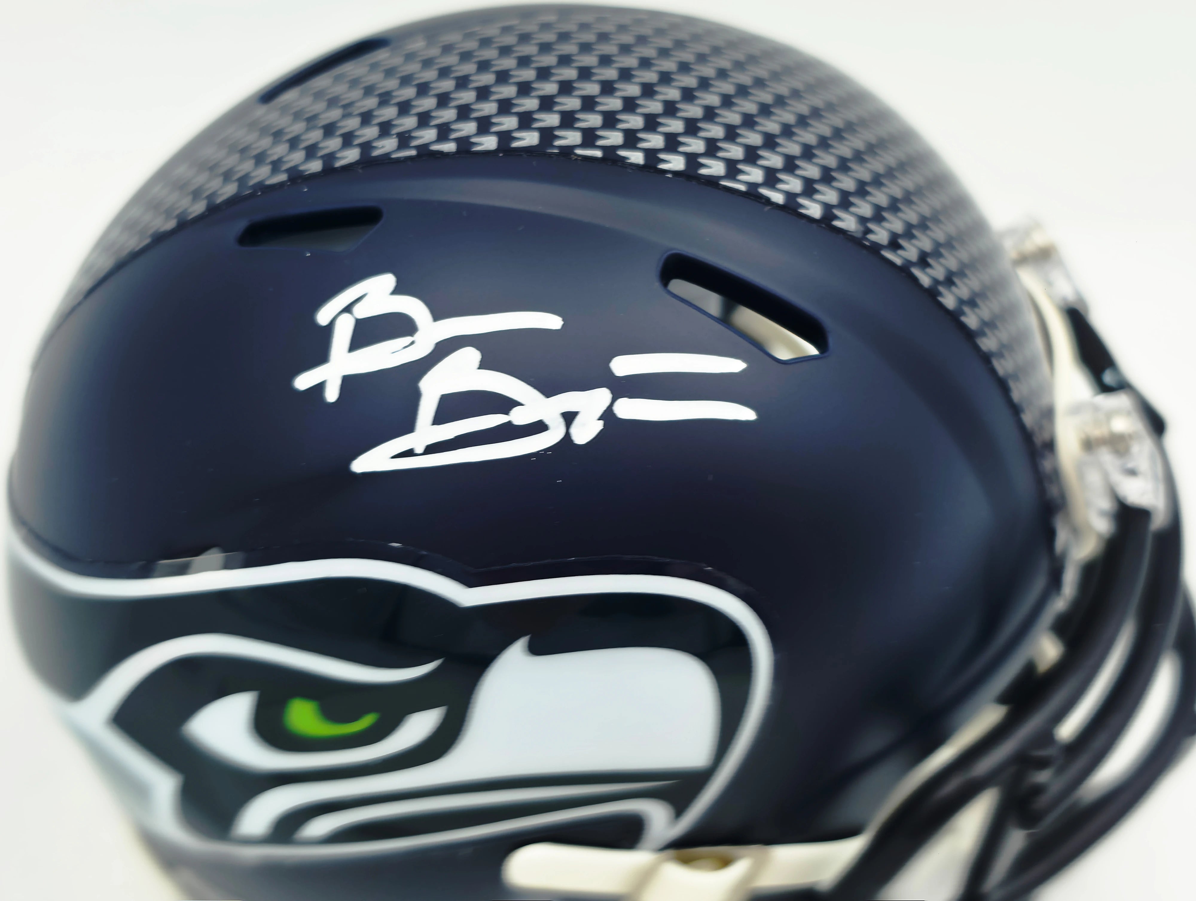 Brian Bosworth Autographed Seattle Seahawks Blue Speed Mini Helmet | Beckett BAS Witness