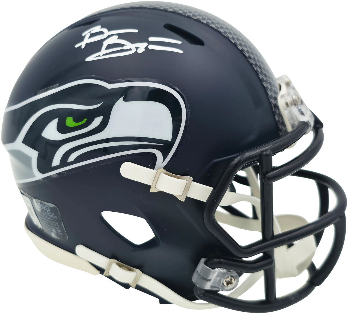 Brian Bosworth Autographed Seattle Seahawks Blue Speed Mini Helmet | Beckett BAS Witness