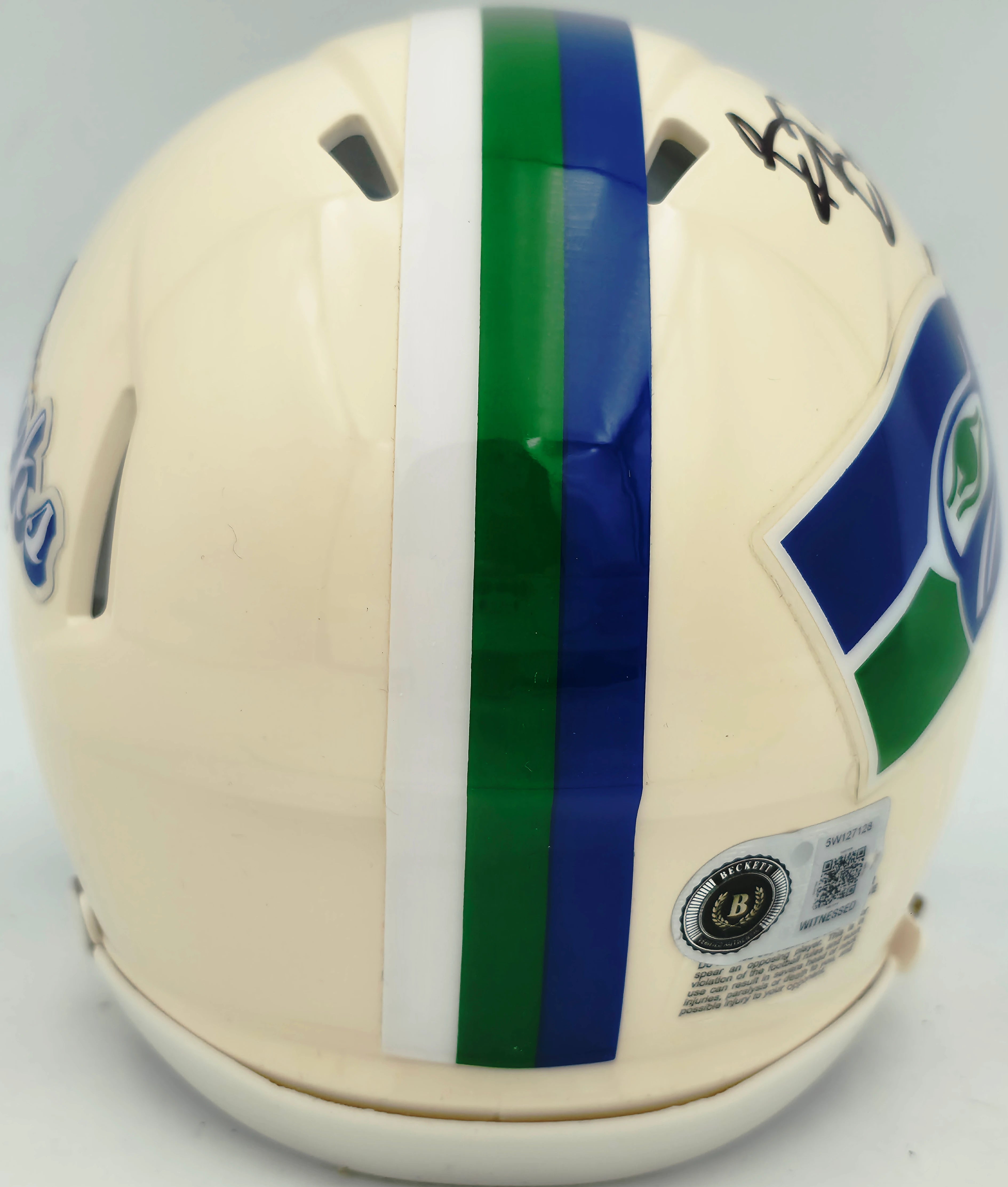 Brian Bosworth Autographed Seahawks Cream Retro Speed Mini Helmet | Beckett BAS Witness