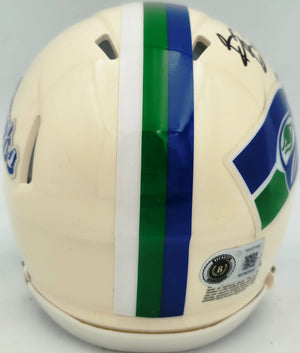 Brian Bosworth Autographed Seahawks Cream Retro Speed Mini Helmet | Beckett BAS Witness